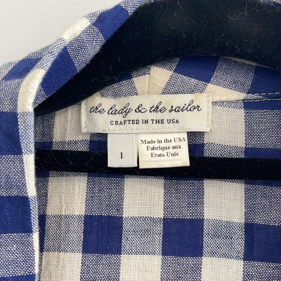 Lady and The Sailor Linen/Cotton Blend Blue Gingham Jacket with Collar - Picture 4 of 6